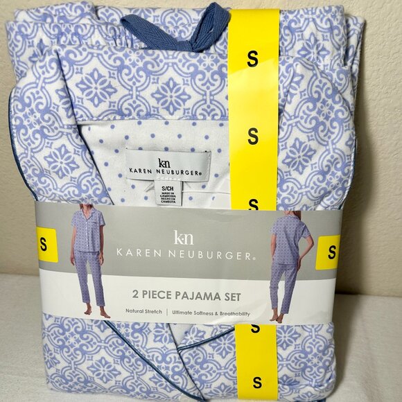New Karen Neuburger Women's 2-Piece Natural Stretch Pajama Set Size S Blue Soft - Picture 6 of 11